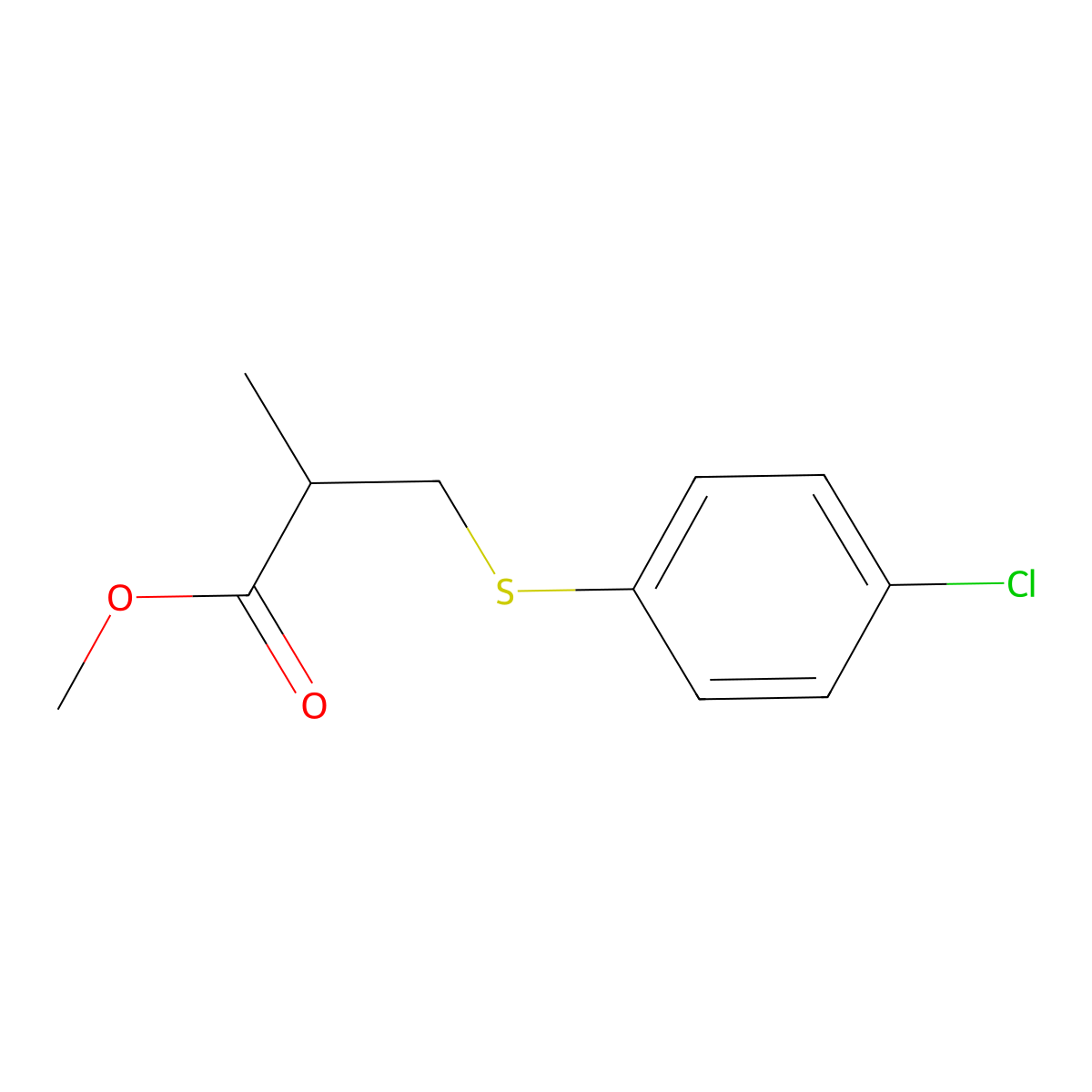 Methyl 3-(4-chlorophenylthio)-2-methylpropionate molecular structure, CAS 55009-84-2