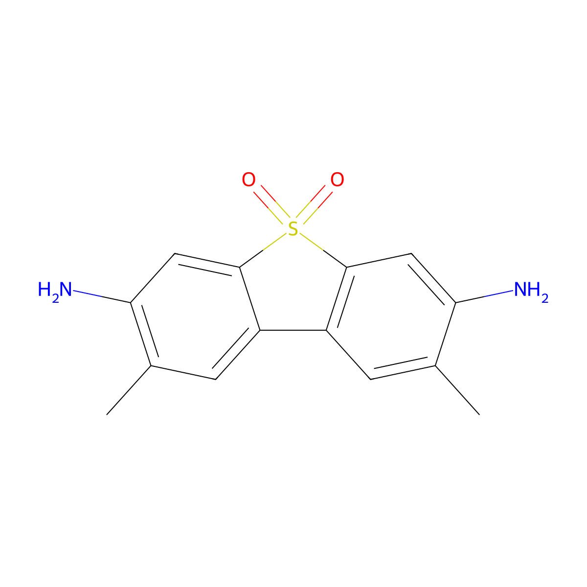 3,7-Dibenzothiophenediamine, 2,8-dimethyl-, 5,5-dioxide molecular structure, CAS 55011-44-4