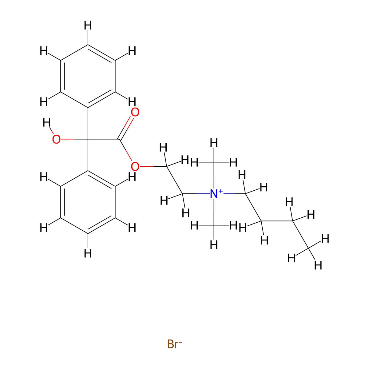Ammonium, butyldimethyl(2-hydroxyethyl)-, bromide, benzilate molecular structure, CAS 55019-66-4