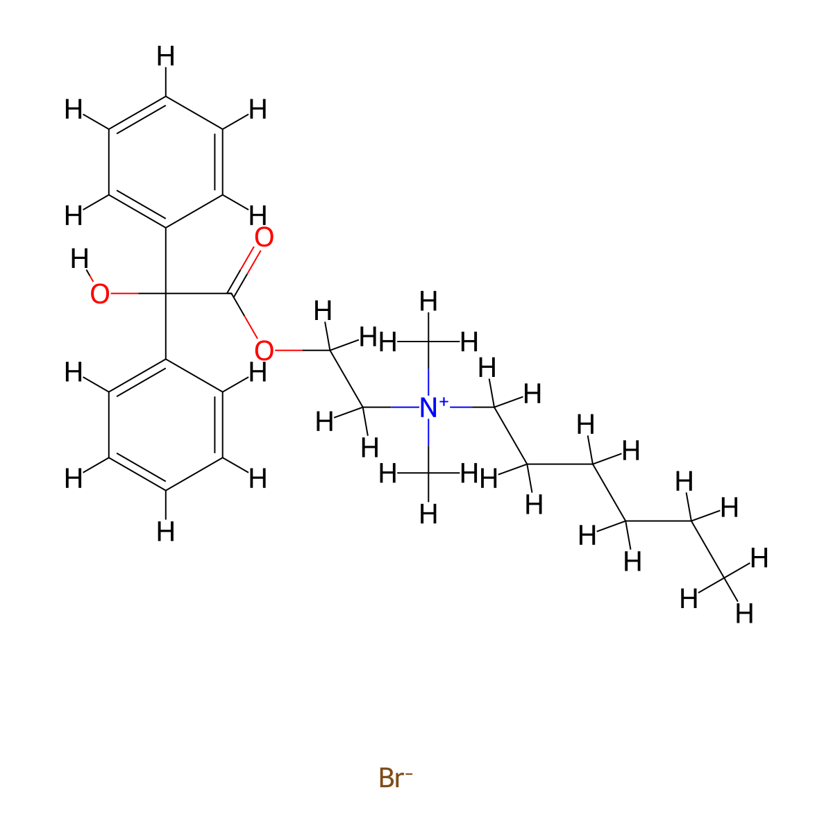 Ammonium, dimethylhexyl(2-hydroxyethyl)-, bromide, benzilate molecular structure, CAS 55019-67-5