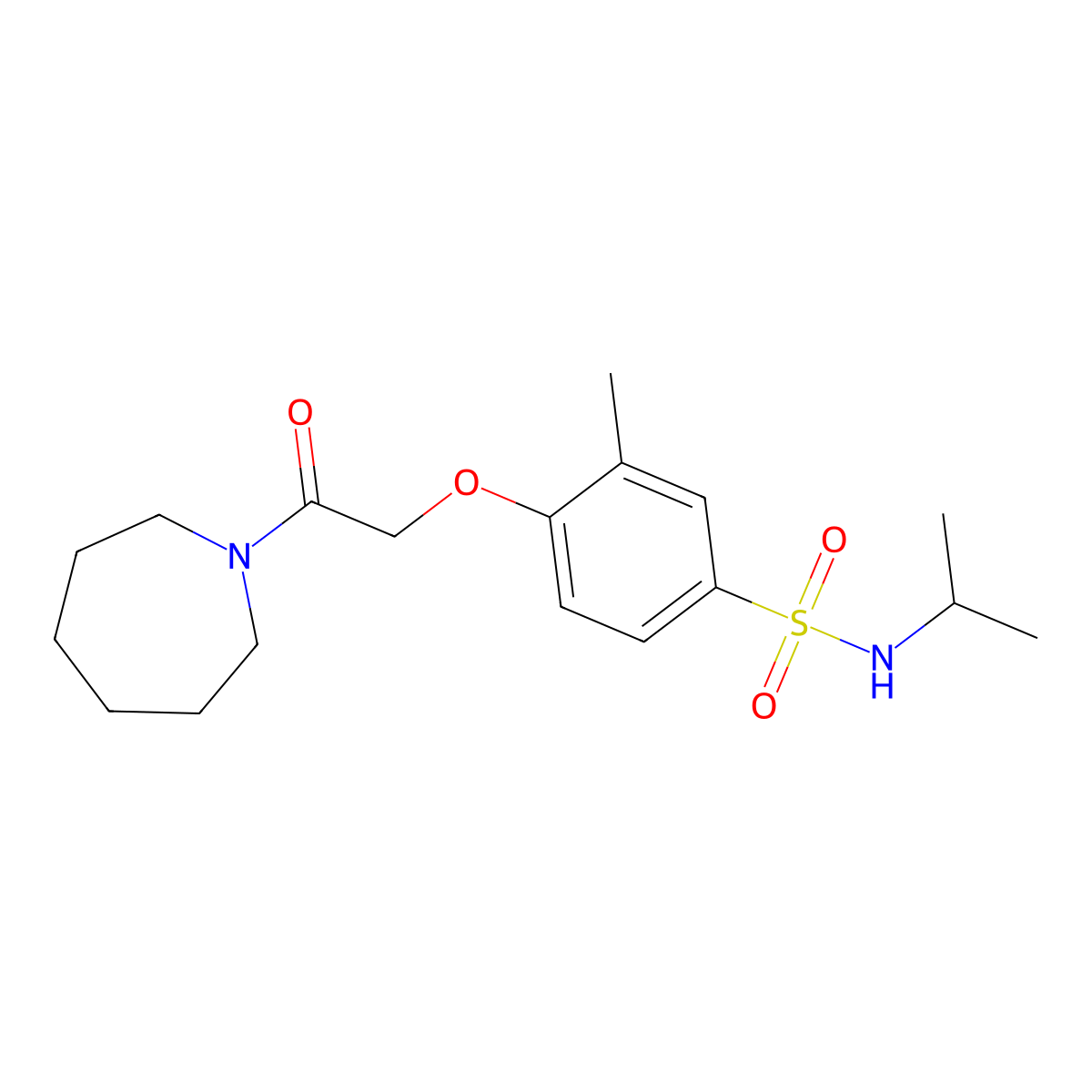 4-[2-(Azepan-1-yl)-2-oxoethoxy]-3-methyl-N-(propan-2-yl)benzene-1-sulfonamide molecular structure, CAS 5502-25-0