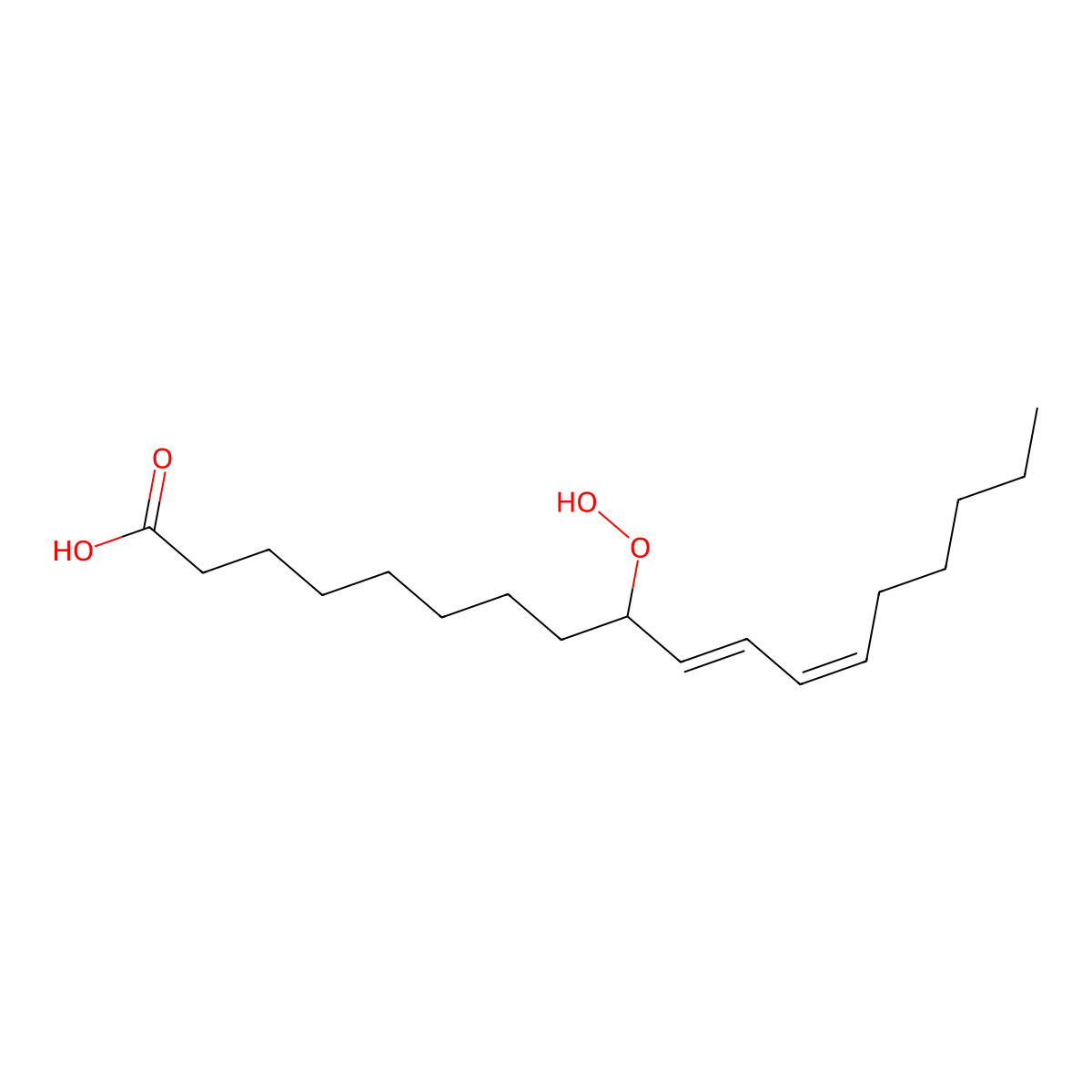 Linoleic acid 9-hydroperoxide, (A+-)- molecular structure, CAS 5502-91-0