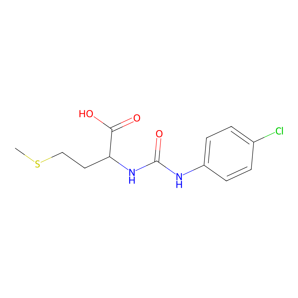 2-{[N-(4-chlorophenyl)carbamoyl]amino}-4-methylthiobutanoic acid molecular structure, CAS 55021-18-6