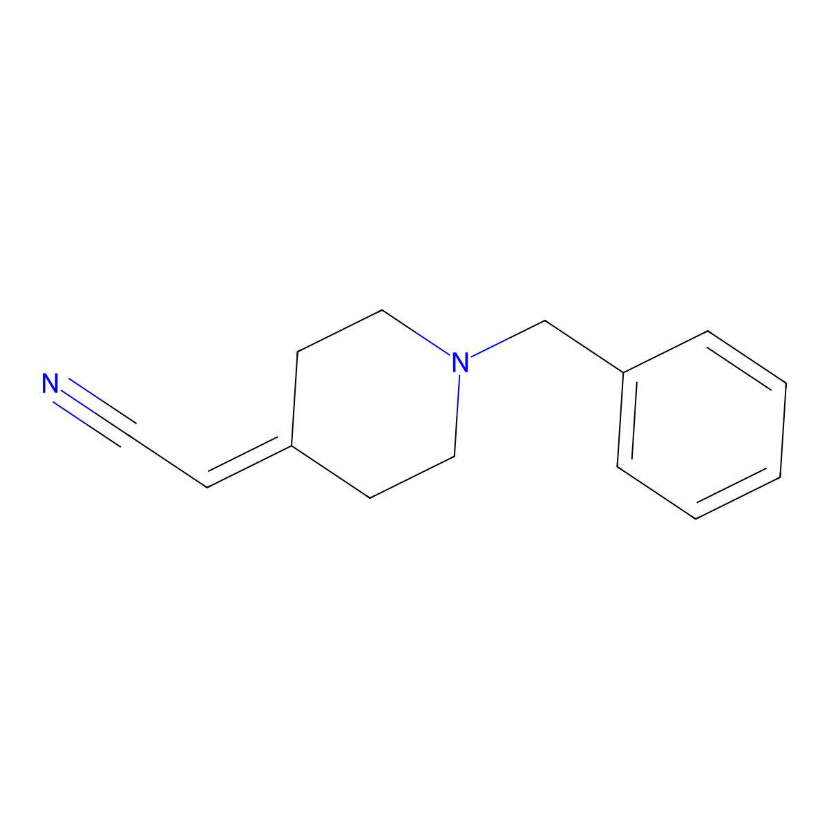 2-(1-Benzylpiperidin-4-ylidene)acetonitrile molecular structure, CAS 55022-82-7