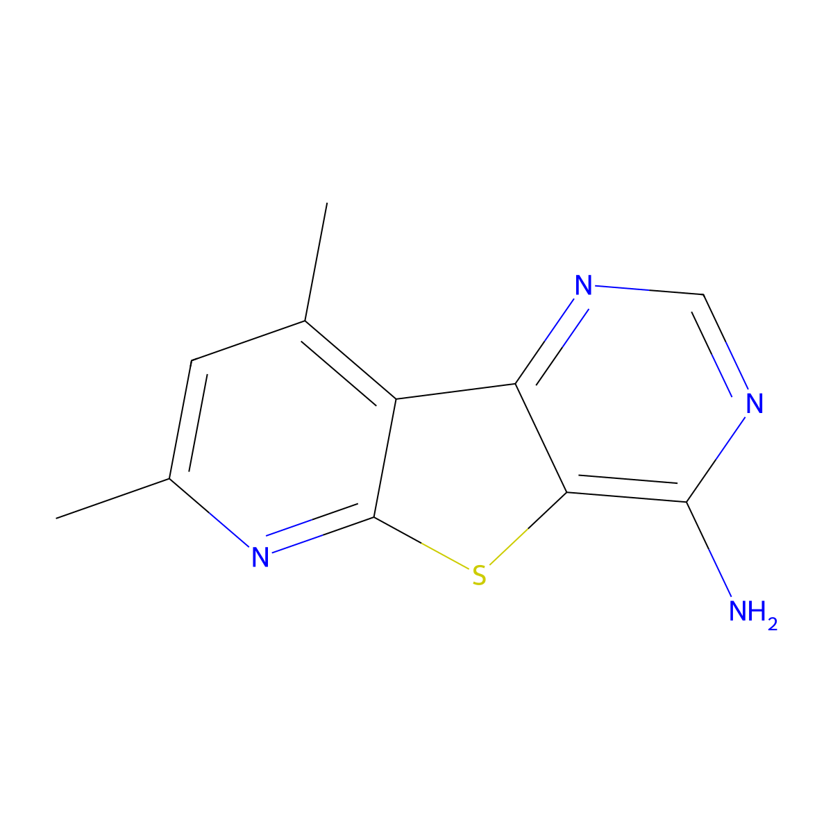 7,9-Dimethylpyrido[3',2':4,5]thieno[3,2-d]pyrimidin-4-amine molecular structure, CAS 55023-36-4