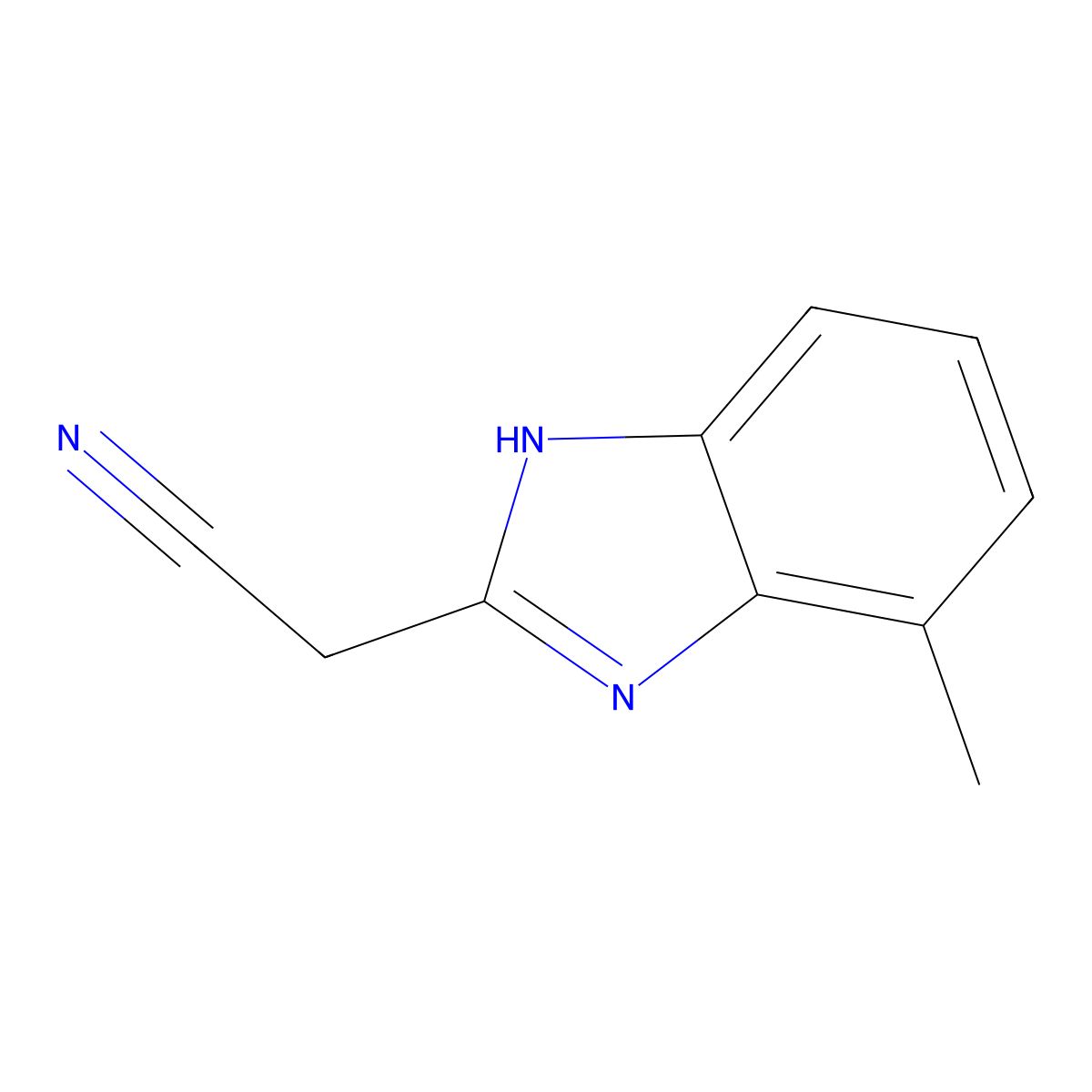 2-(4-methyl-1H-1,3-benzodiazol-2-yl)acetonitrile molecular structure, CAS 55025-38-2