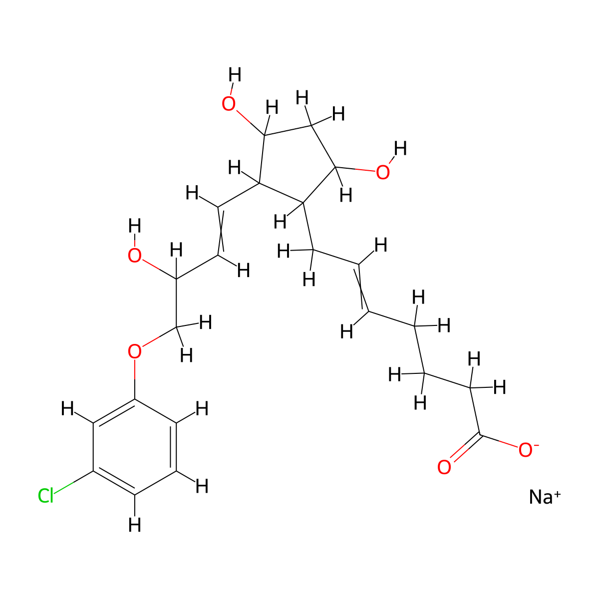 (+/-)-Cloprostenol sodium salt hydrate molecular structure, CAS 55028-72-3
