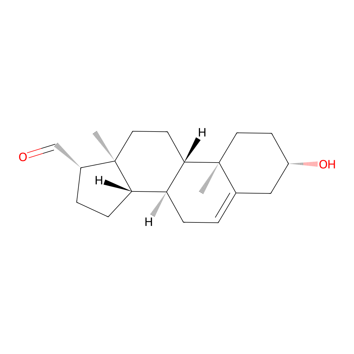 3beta-Hydroxy-5-androstene-17beta-carbaldehyde molecular structure, CAS 55029-99-7