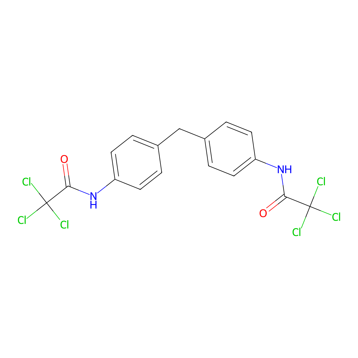 2,2,2-trichloro-N-[4-[[4-[(2,2,2-trichloroacetyl)amino]phenyl]methyl]phenyl]acetamide molecular structure, CAS 550299-55-3