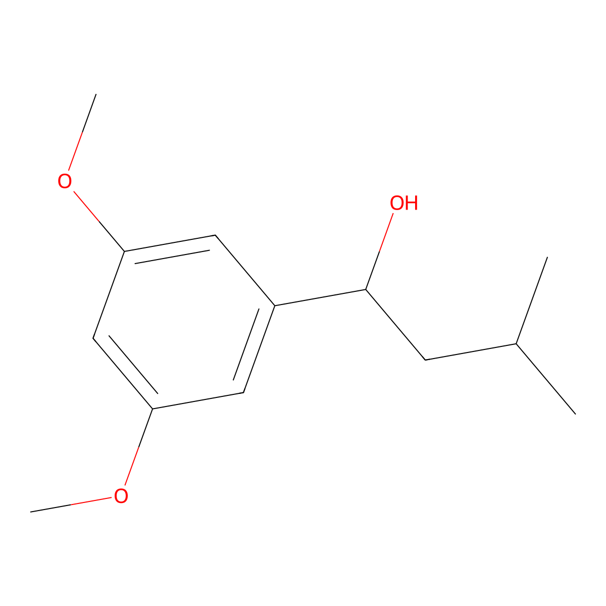 Benzenemethanol, 3,5-dimethoxy-alpha-(2-methylpropyl)- molecular structure, CAS 55030-14-3
