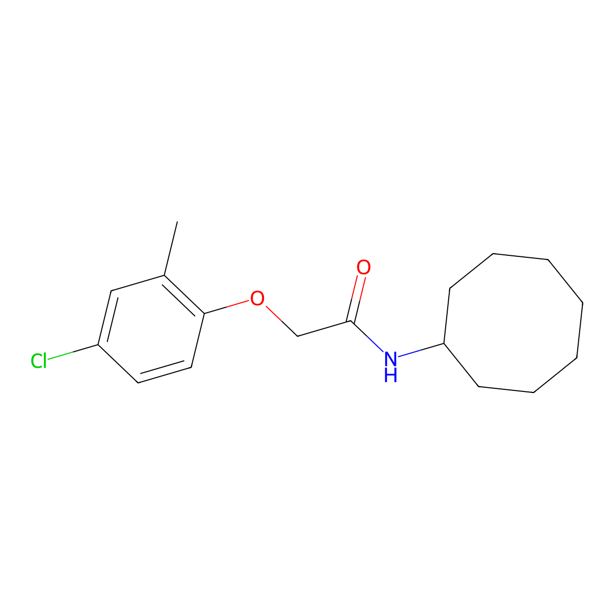 2-(4-chloro-2-methylphenoxy)-N-cyclooctylacetamide molecular structure, CAS 550300-28-2