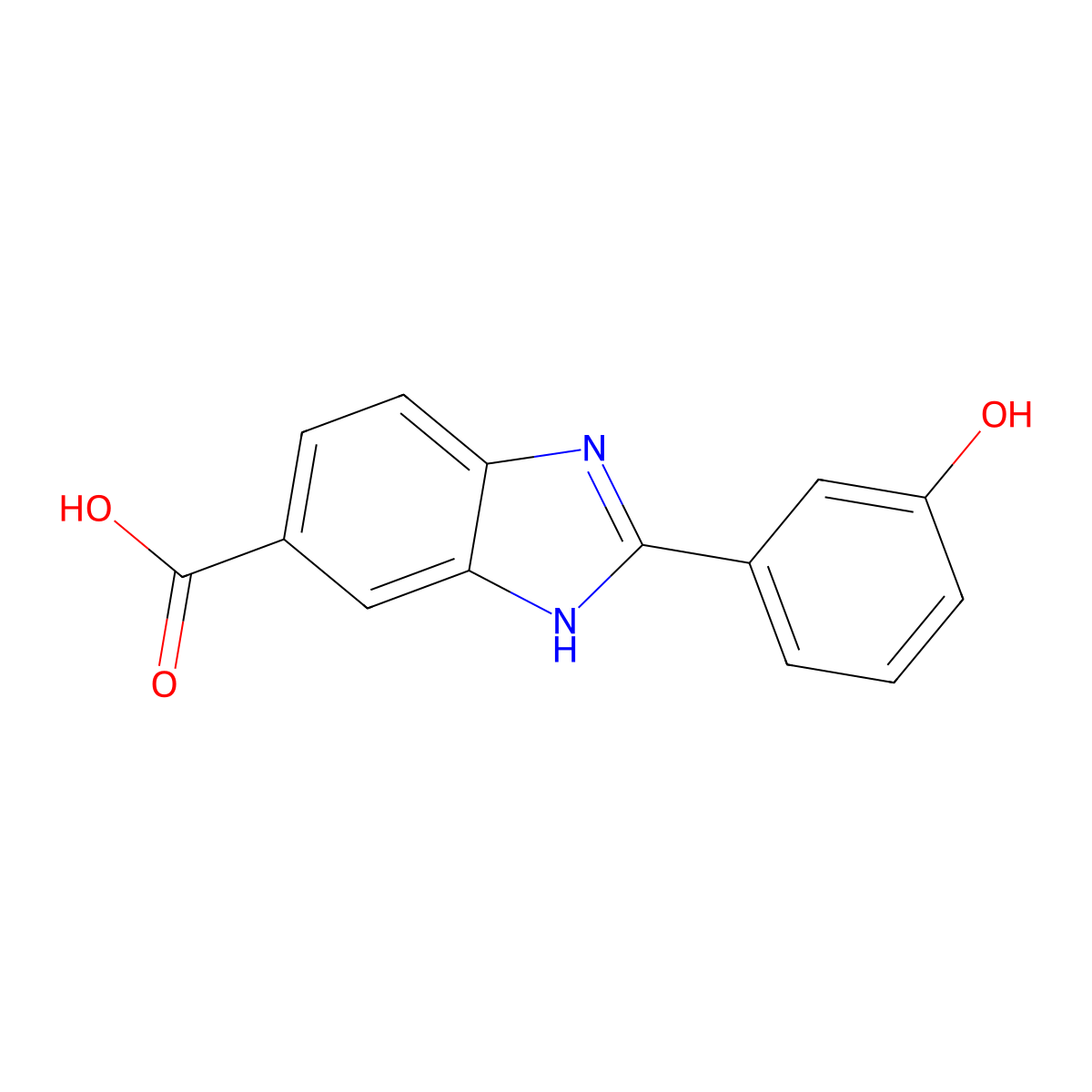 2-(3-hydroxyphenyl)-3H-benzimidazole-5-carboxylic acid molecular structure, CAS 550300-30-6