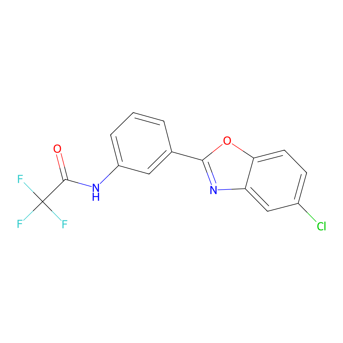 N-[3-(5-chloro-1,3-benzoxazol-2-yl)phenyl]-2,2,2-trifluoroacetamide molecular structure, CAS 550300-40-8