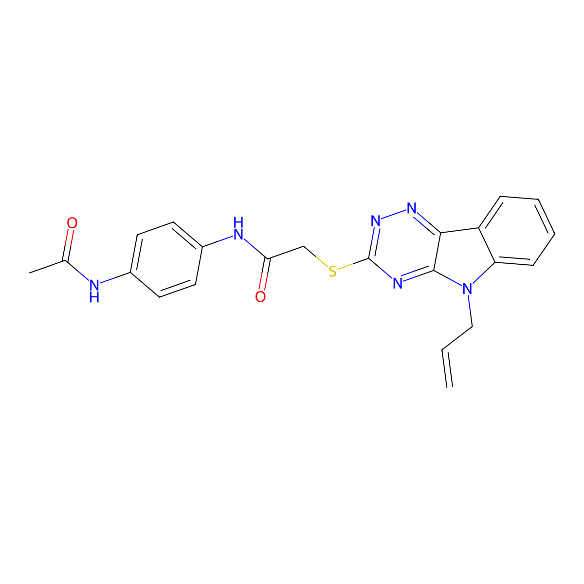 N-(4-acetamidophenyl)-2-[(5-prop-2-enyl-[1,2,4]triazino[5,6-b]indol-3-yl)sulfanyl]acetamide molecular structure, CAS 550301-62-7