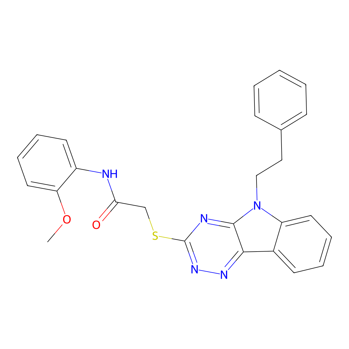N-(2-methoxyphenyl)-2-{[5-(2-phenylethyl)-5H-[1,2,4]triazino[5,6-b]indol-3-yl]sulfanyl}acetamide molecular structure, CAS 550301-66-1