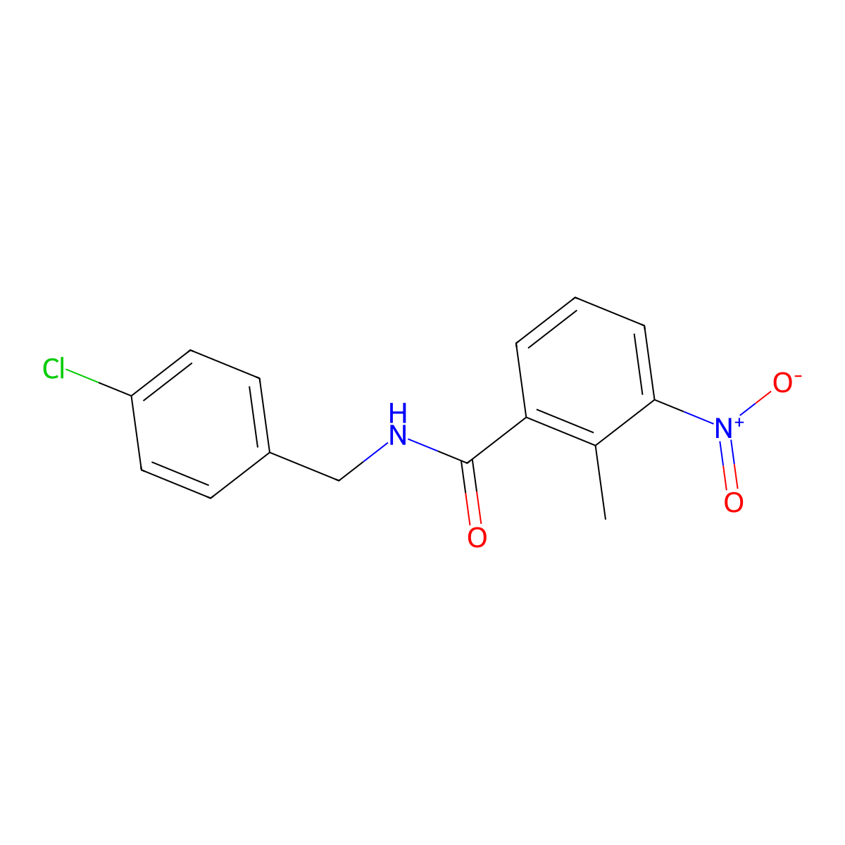 N-(4-chlorobenzyl)-2-methyl-3-nitrobenzamide molecular structure, CAS 550302-60-8