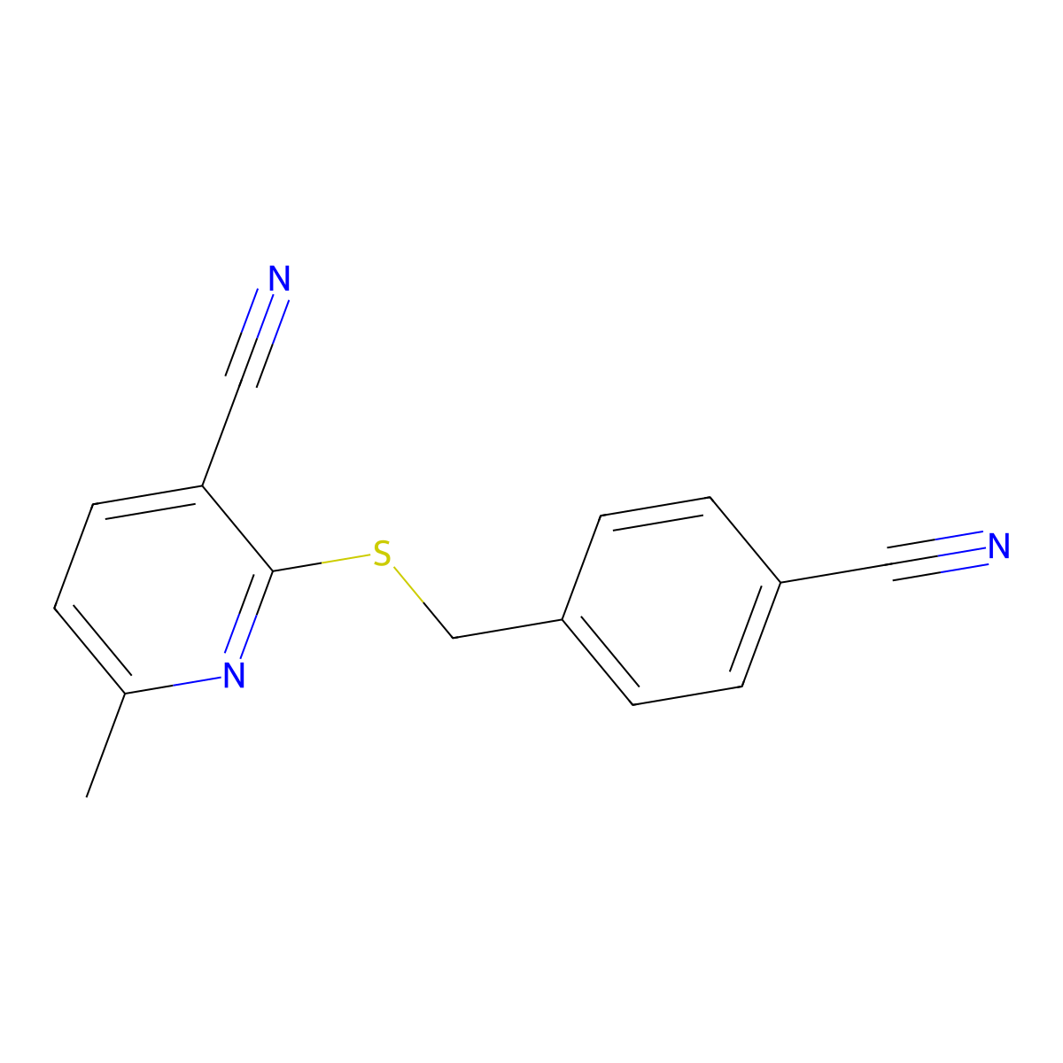 2-((4-Cyanobenzyl)thio)-6-methylnicotinonitrile molecular structure, CAS 550302-74-4