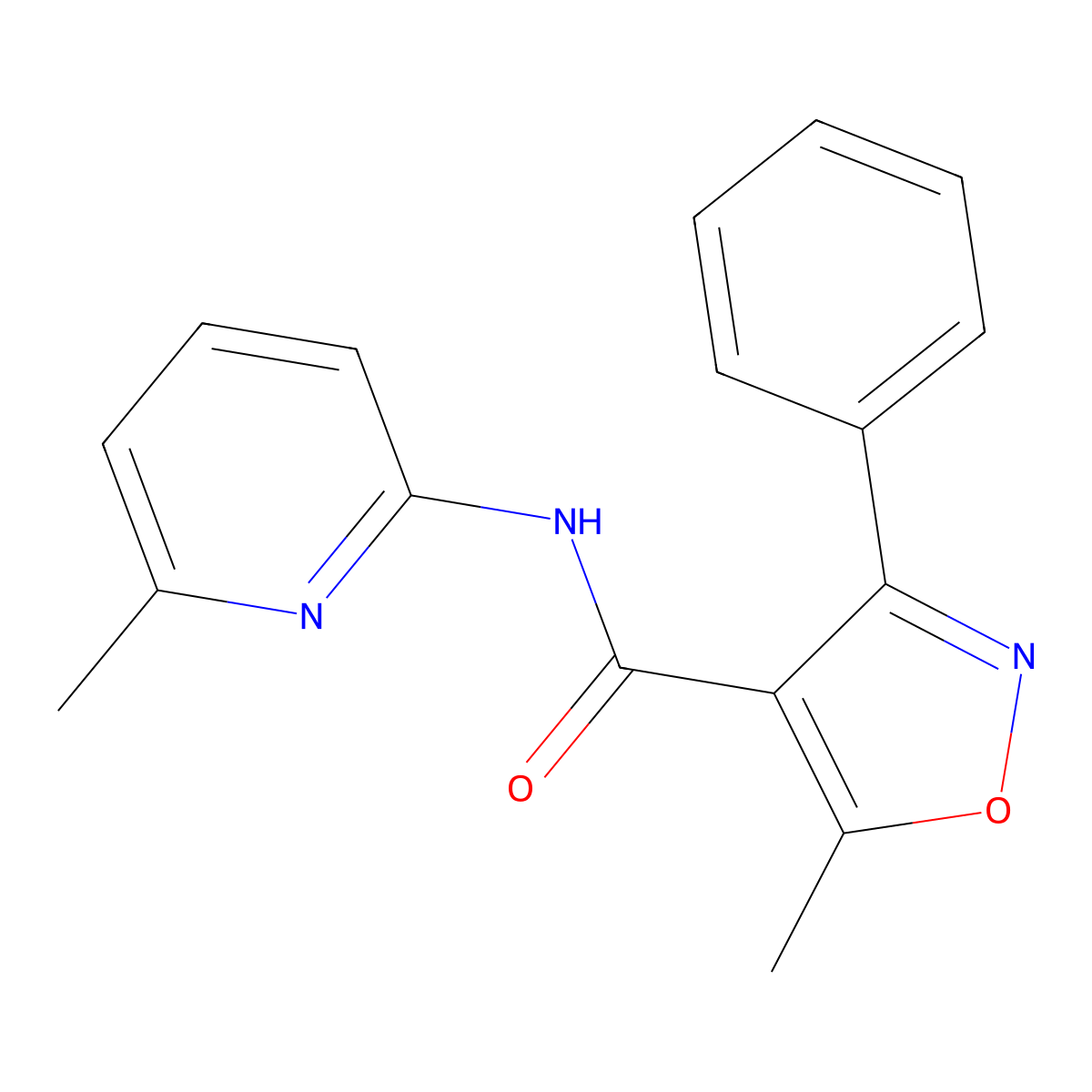 5-methyl-N-(6-methylpyridin-2-yl)-3-phenyl-1,2-oxazole-4-carboxamide molecular structure, CAS 550305-35-6