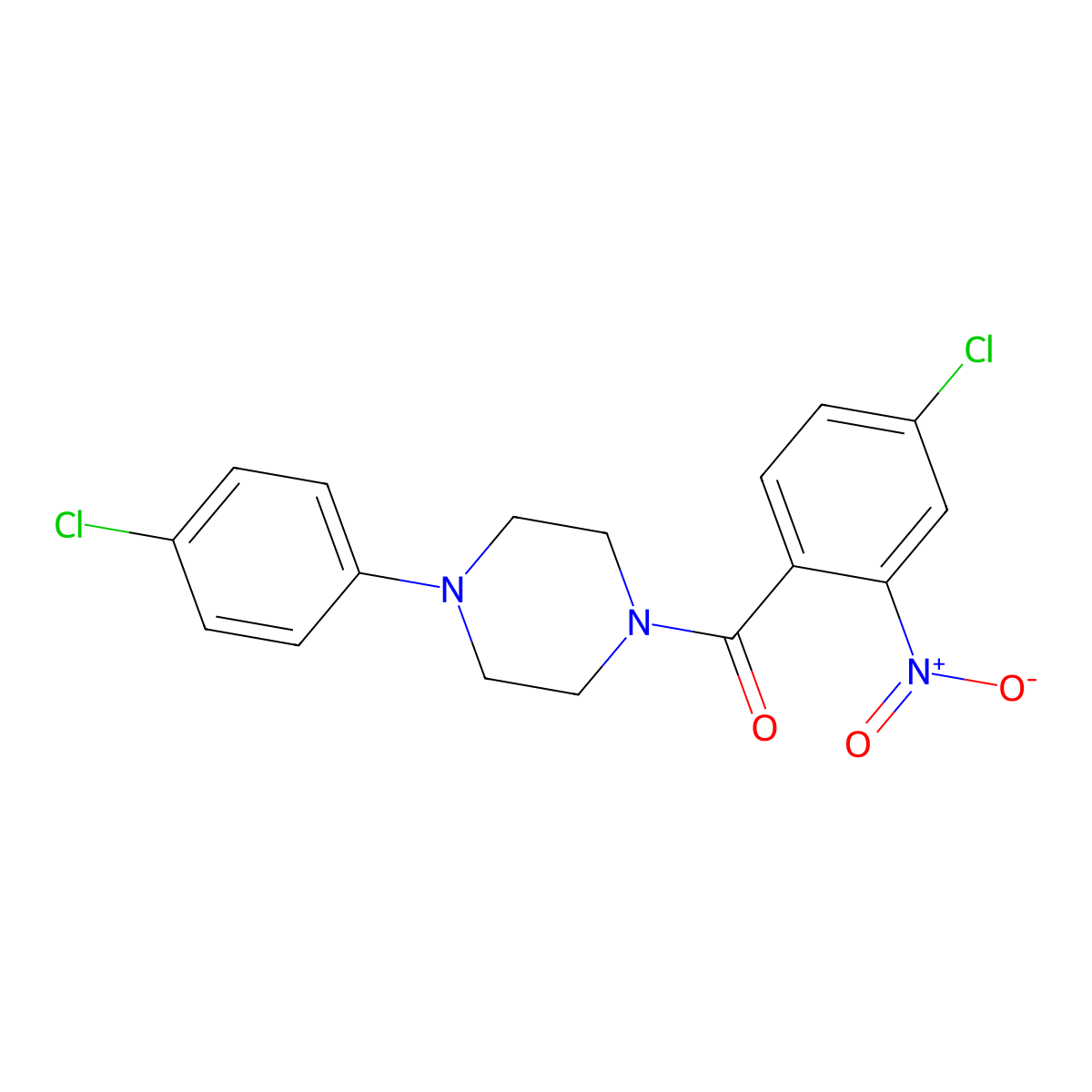 (4-Chloro-2-nitrophenyl)-[4-(4-chlorophenyl)piperazin-1-yl]methanone molecular structure, CAS 550306-34-8