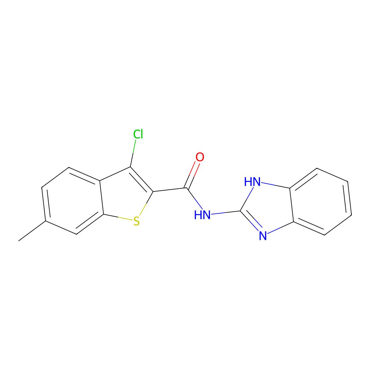 N-(1H-benzimidazol-2-yl)-3-chloro-6-methyl-1-benzothiophene-2-carboxamide molecular structure, CAS 550306-67-7