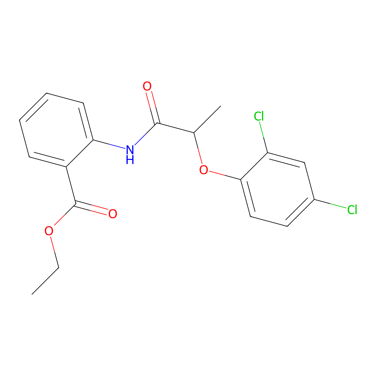 Ethyl 2-{[2-(2,4-dichlorophenoxy)propanoyl]amino}benzoate molecular structure, CAS 550307-94-3
