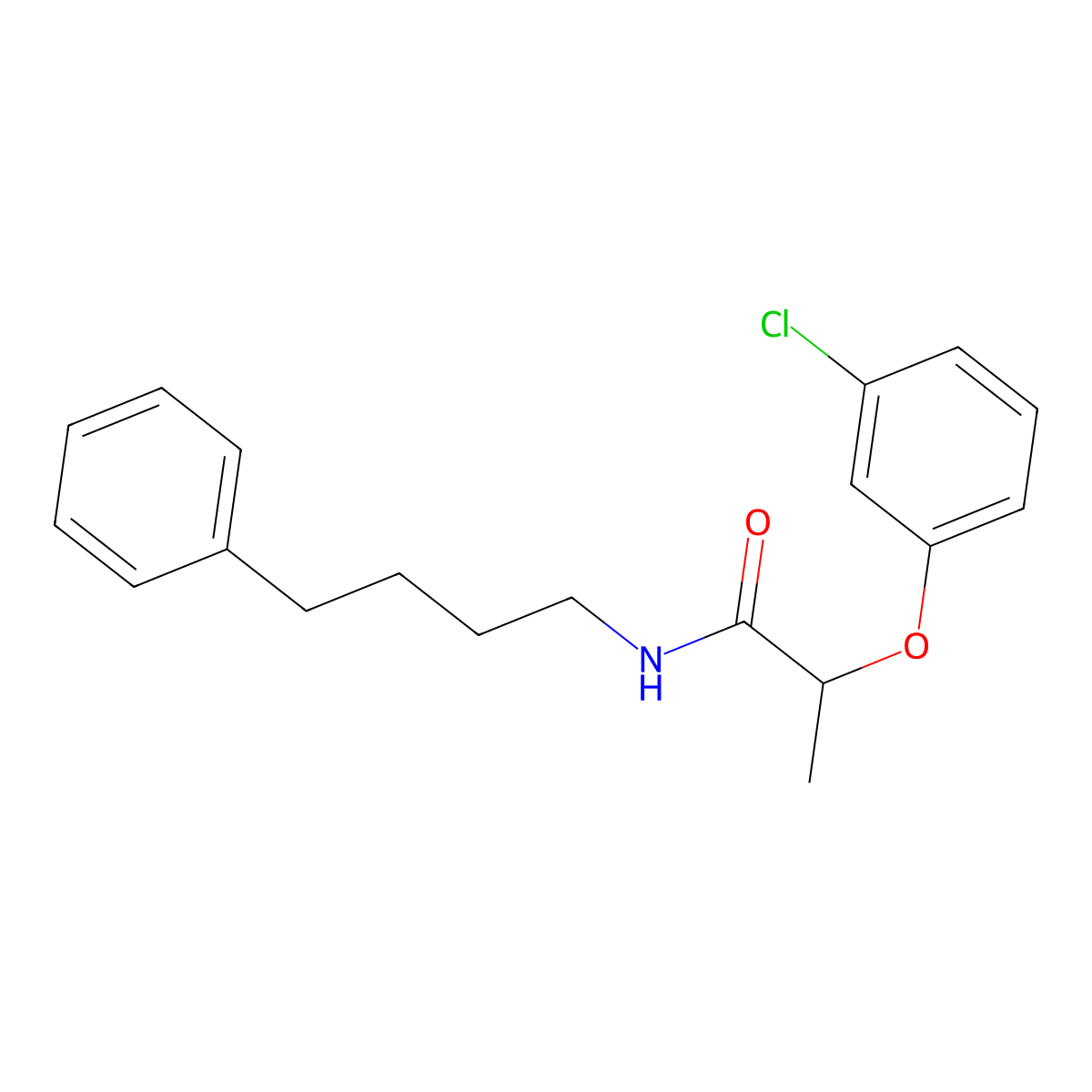 2-(3-chlorophenoxy)-N-(4-phenylbutyl)propanamide molecular structure, CAS 550308-50-4