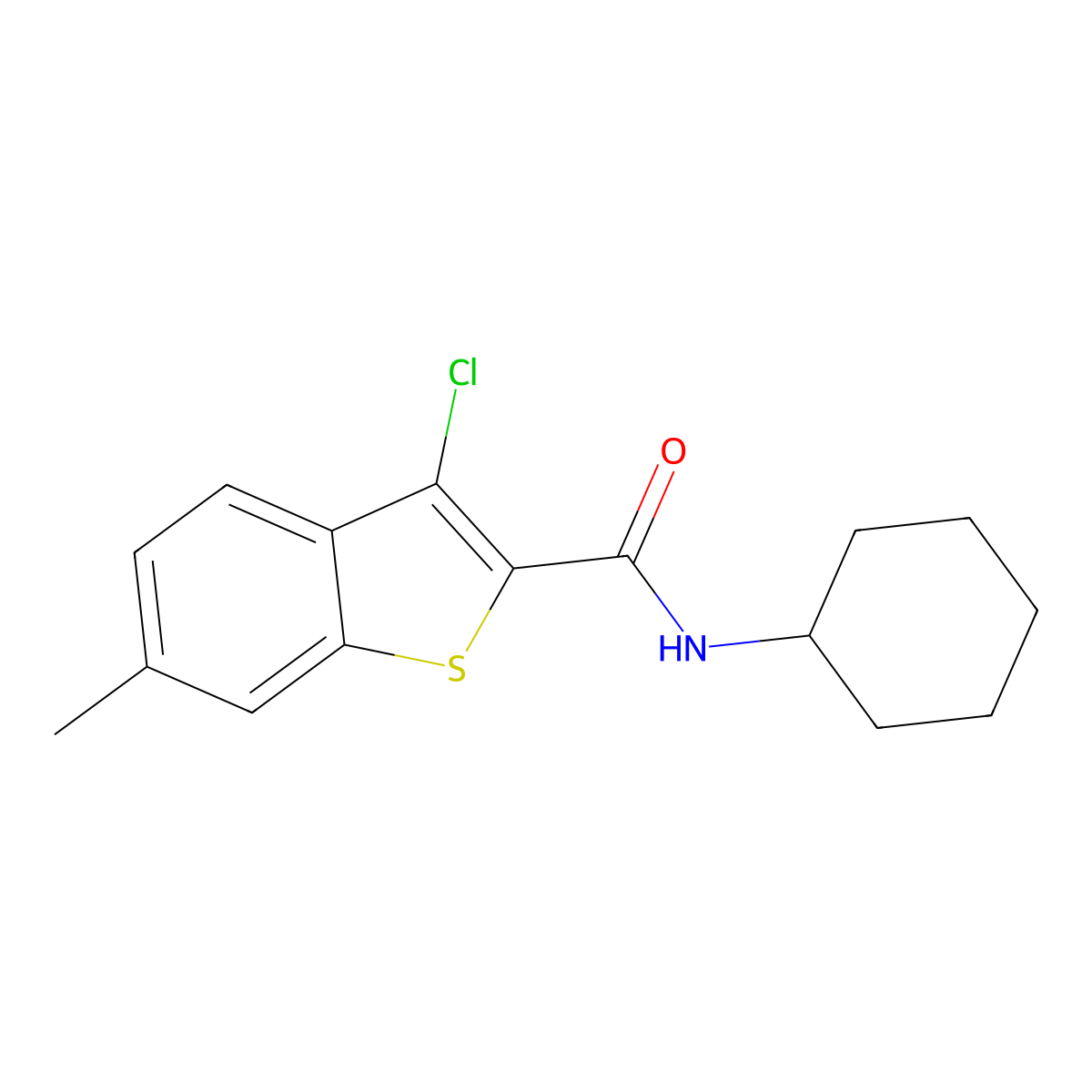 3-chloro-N-cyclohexyl-6-methyl-1-benzothiophene-2-carboxamide molecular structure, CAS 550309-44-9