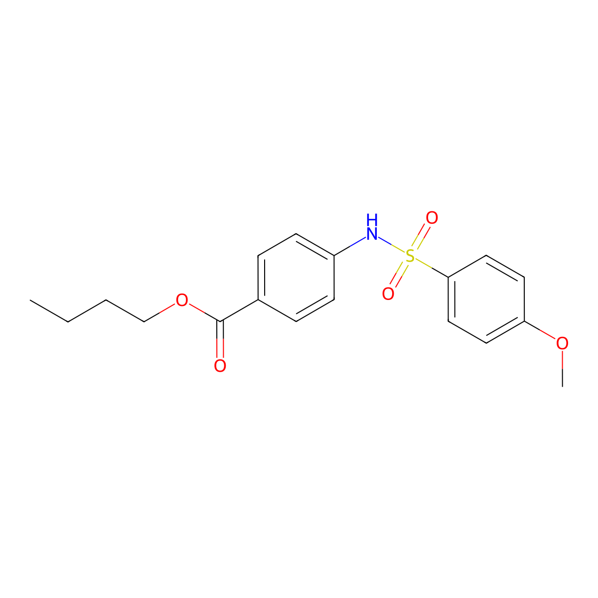 Butyl 4-{[(4-methoxyphenyl)sulfonyl]amino}benzoate molecular structure, CAS 550309-80-3