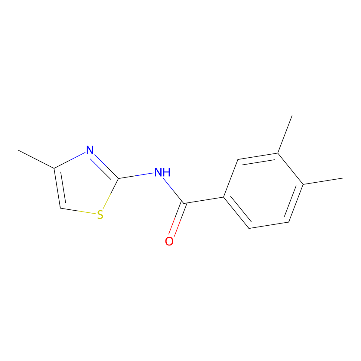 3,4-dimethyl-N-(4-methyl-1,3-thiazol-2-yl)benzamide molecular structure, CAS 550312-40-8