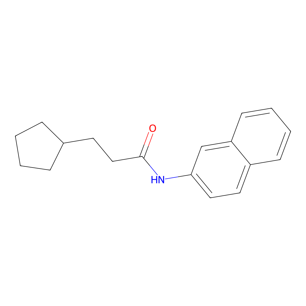 3-cyclopentyl-N-naphthalen-2-ylpropanamide molecular structure, CAS 550312-46-4