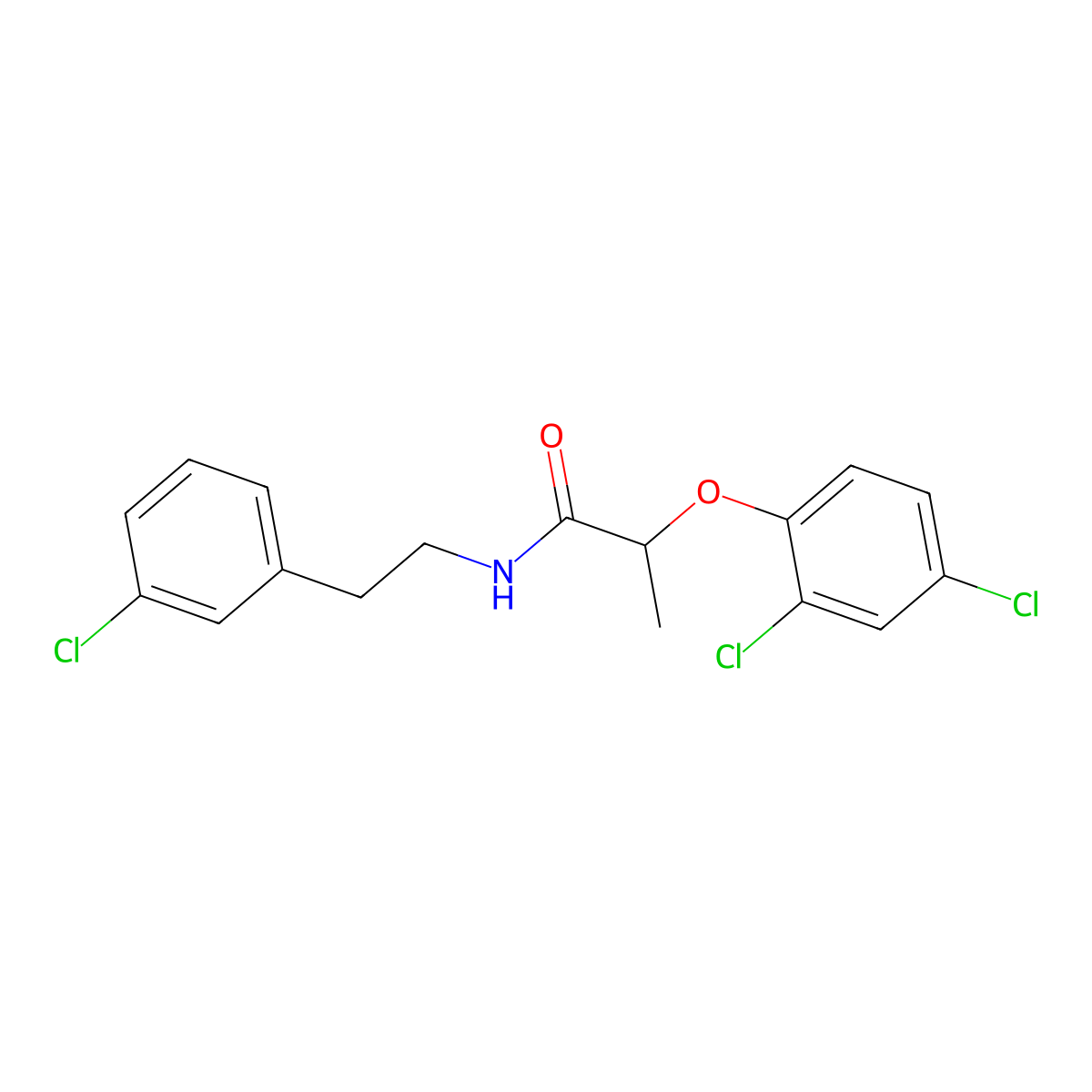N-[2-(3-chlorophenyl)ethyl]-2-(2,4-dichlorophenoxy)propanamide molecular structure, CAS 550312-58-8