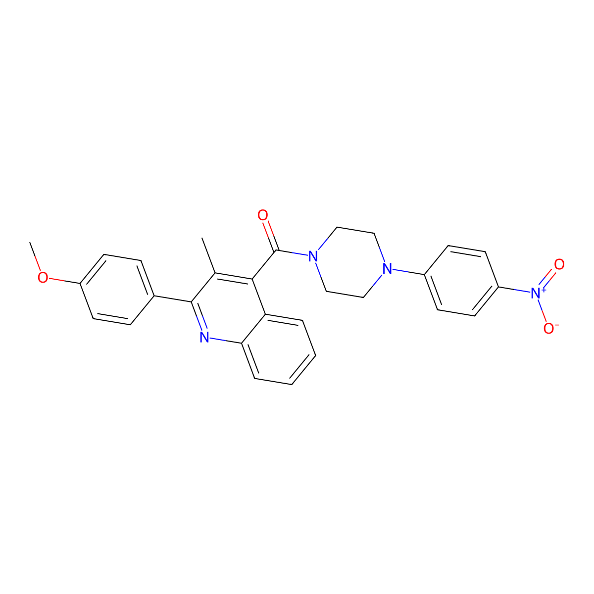 [2-(4-Methoxyphenyl)-3-methylquinolin-4-yl]-[4-(4-nitrophenyl)piperazin-1-yl]methanone molecular structure, CAS 550314-67-5