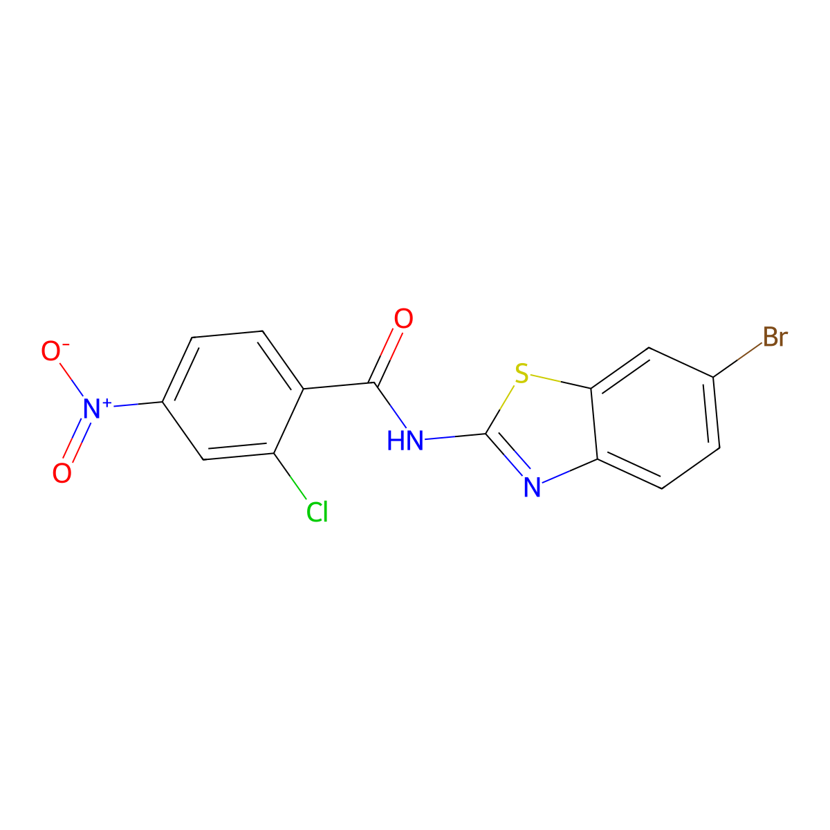 N-(6-bromo-1,3-benzothiazol-2-yl)-2-chloro-4-nitrobenzamide molecular structure, CAS 550315-69-0