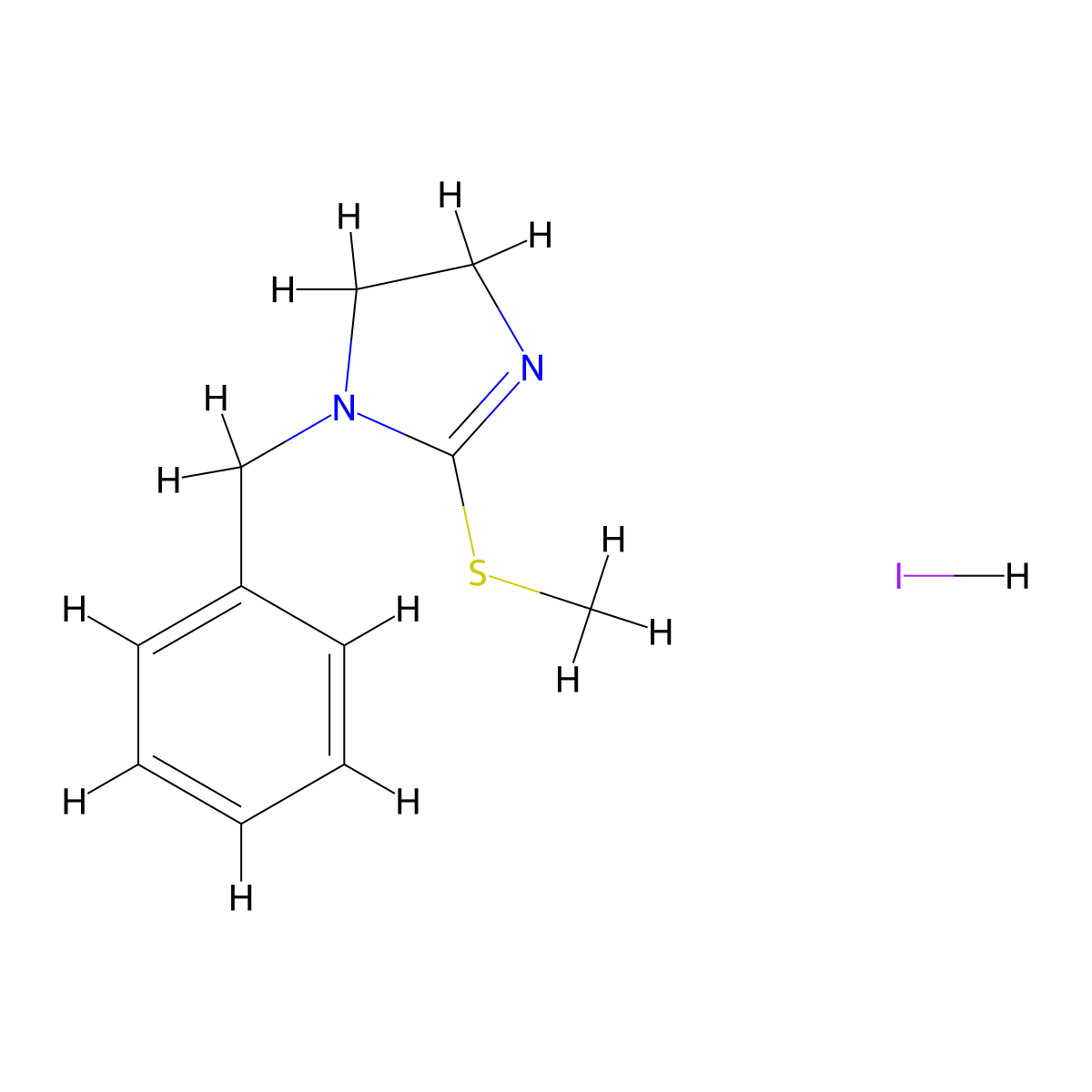 1-benzyl-2-(methylsulfanyl)-4,5-dihydro-1H-imidazole hydroiodide molecular structure, CAS 550347-66-5