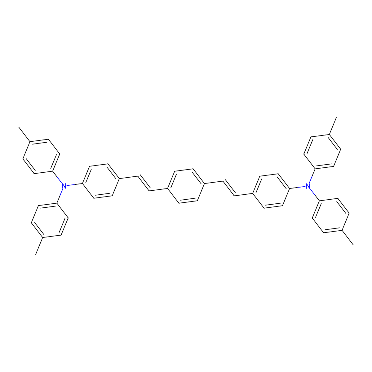 Benzenamine, 4,4'-(1,4-phenylenedi-2,1-ethenediyl)bis(N,N-bis(4-methylphenyl)- molecular structure, CAS 55035-43-3