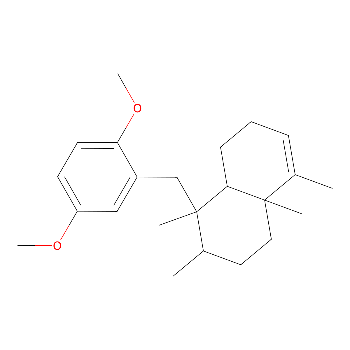 1,4-Dimethoxy-2-[(2,3,6,7-tetramethylbicyclo[4.4.0]dec-7-en-2-yl)methyl]benzen e molecular structure, CAS 55035-55-7