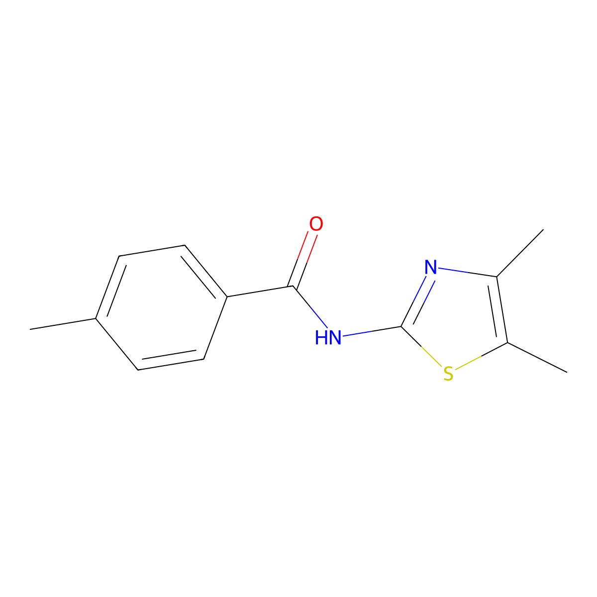 N-(4,5-dimethyl-1,3-thiazol-2-yl)-4-methylbenzamide molecular structure, CAS 550352-29-9