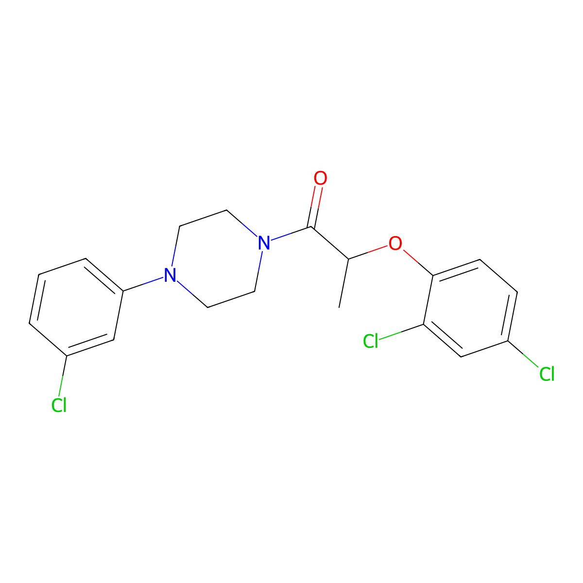 1-[4-(3-Chlorophenyl)piperazin-1-yl]-2-(2,4-dichlorophenoxy)propan-1-one molecular structure, CAS 550353-09-8