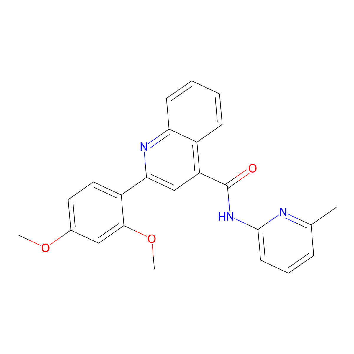2-(2,4-dimethoxyphenyl)-N-(6-methylpyridin-2-yl)quinoline-4-carboxamide molecular structure, CAS 550353-29-2