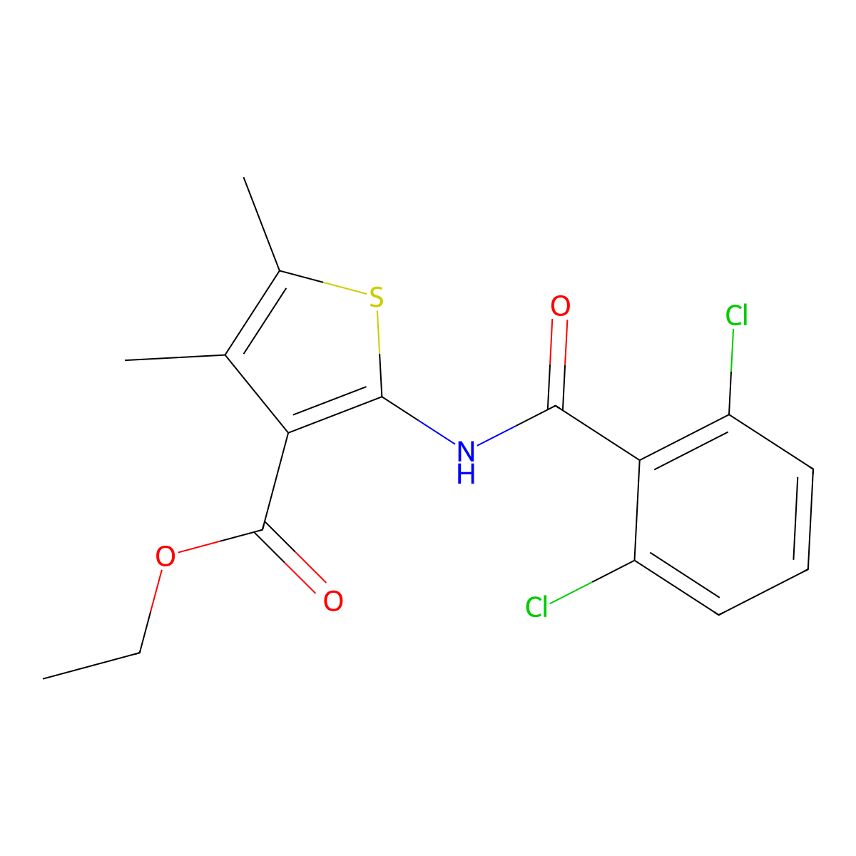Ethyl 2-[(2,6-dichlorobenzoyl)amino]-4,5-dimethyl-3-thiophenecarboxylate molecular structure, CAS 550353-46-3