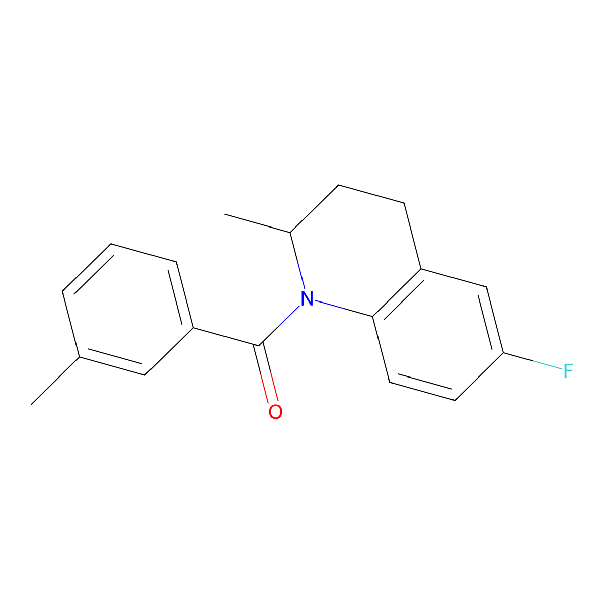 (6-fluoro-2-methyl-3,4-dihydroquinolin-1(2H)-yl)(3-methylphenyl)methanone molecular structure, CAS 550354-08-0