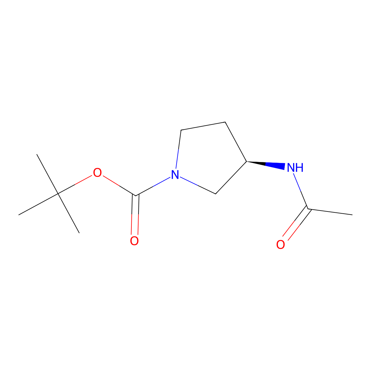 (R)-(+)-1-Boc-3-acetamidopyrrolidine molecular structure, CAS 550371-67-0