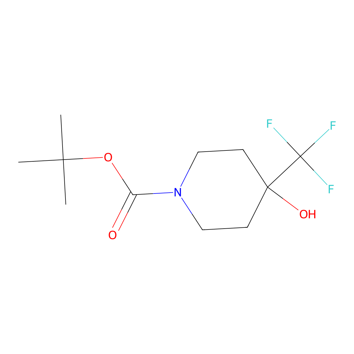 Tert-butyl 4-hydroxy-4-(trifluoromethyl)piperidine-1-carboxylate molecular structure, CAS 550371-74-9