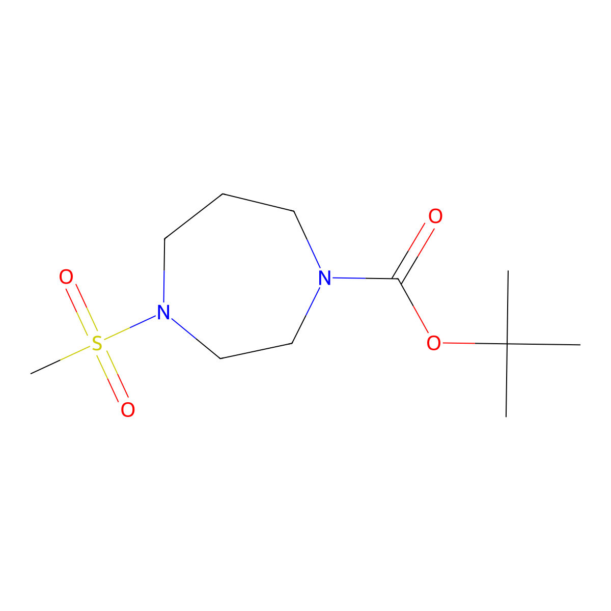 tert-Butyl 4-(methylsulfonyl)-1,4-diazepane-1-carboxylate molecular structure, CAS 550371-84-1