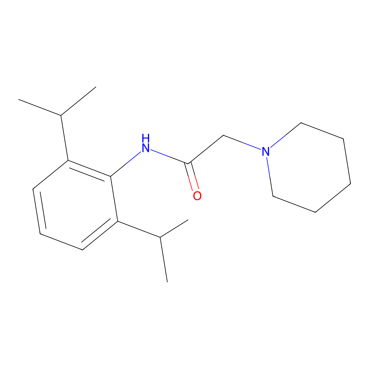 N-[2,6-di(propan-2-yl)phenyl]-2-(piperidin-1-yl)acetamide molecular structure, CAS 5504-11-0
