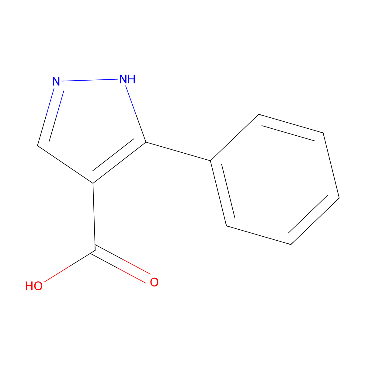 3-phenyl-1H-pyrazole-4-carboxylic acid molecular structure, CAS 5504-65-4