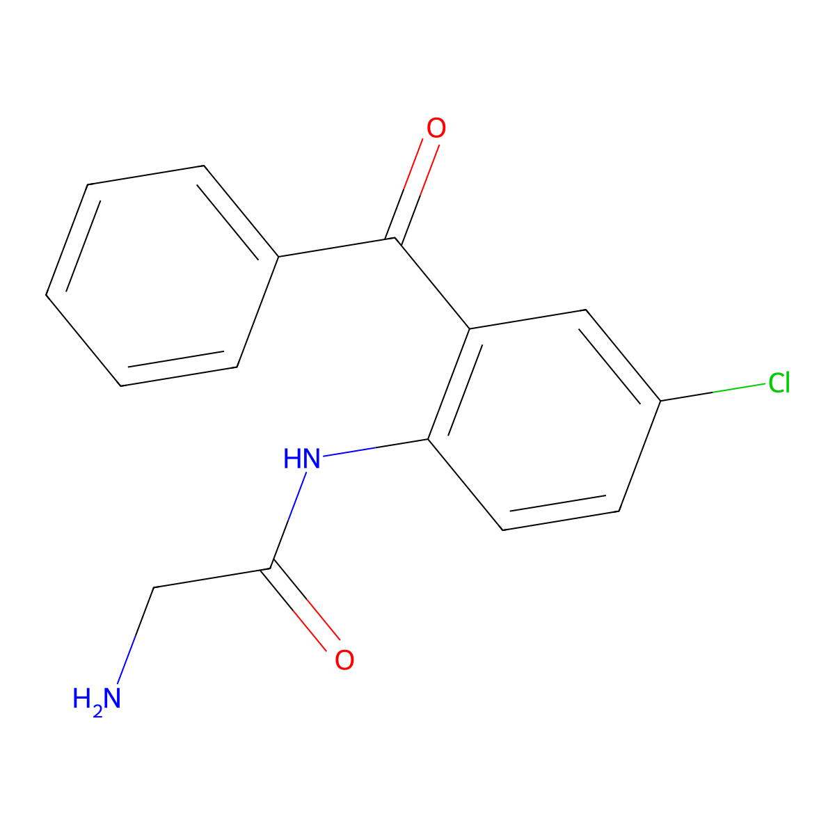 Acetamide, 2-amino-N-(2-benzoyl-4-chlorophenyl)- molecular structure, CAS 5504-71-2