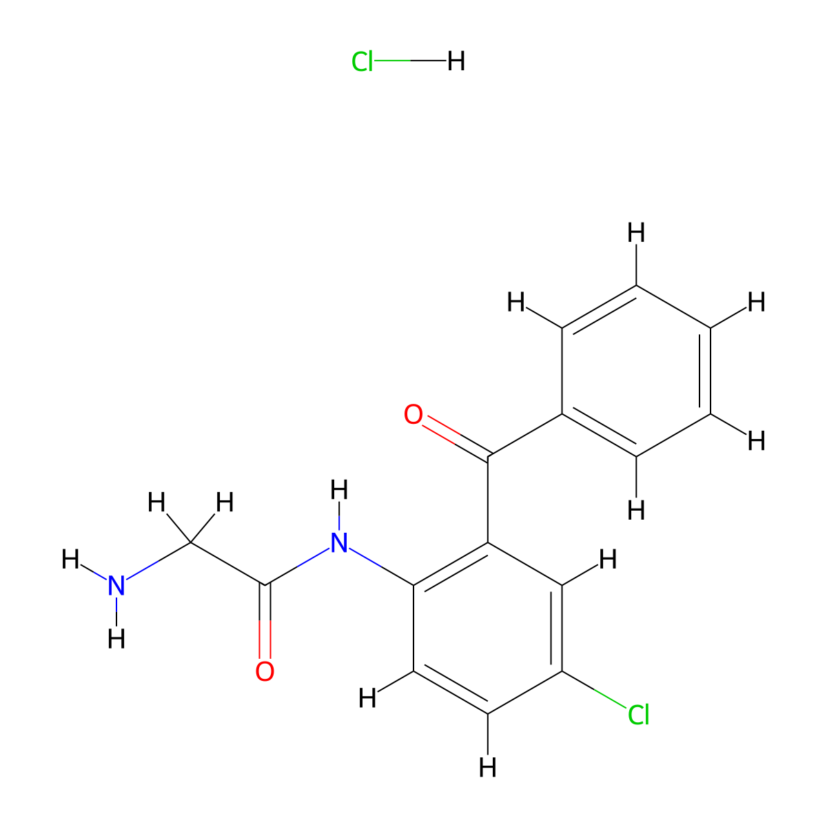 2-Amino-N-(2-benzoyl-4-chlorophenyl)acetamide hydrochloride molecular structure, CAS 5504-72-3
