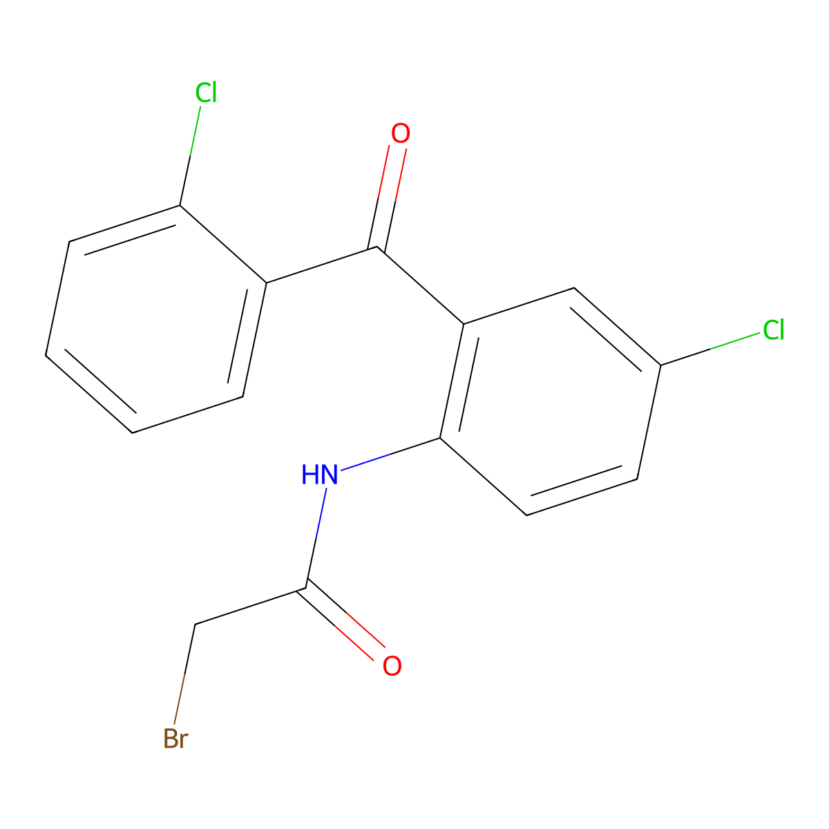 2-bromo-N-(4-chloro-2-(2-chlorobenzoyl)phenyl)acetamide molecular structure, CAS 5504-92-7
