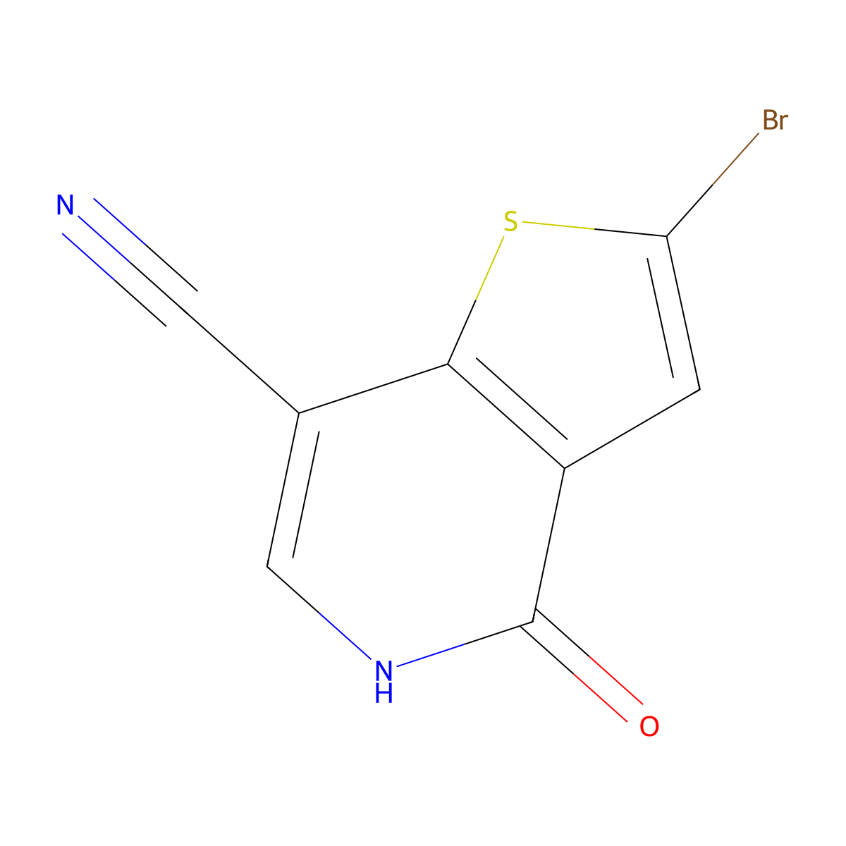 2-Bromo-4-oxo-4,5-dihydrothieno[3,2-c]pyridine-7-carbonitrile molecular structure, CAS 55040-43-2